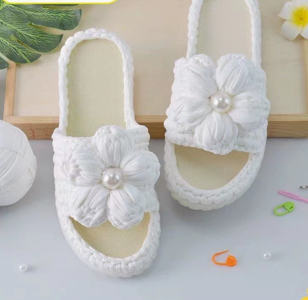 Complete DIY Crochet Slipper Kit with Anti Kick Crystal Soles T Shirt Yarn and Tools for Handmade Home Slippers Making