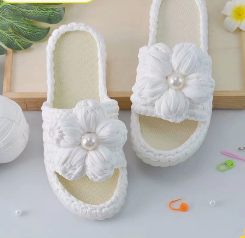 Complete DIY Crochet Slipper Kit with Anti Kick Crystal Soles T Shirt Yarn and Tools for Handmade Home Slippers Making