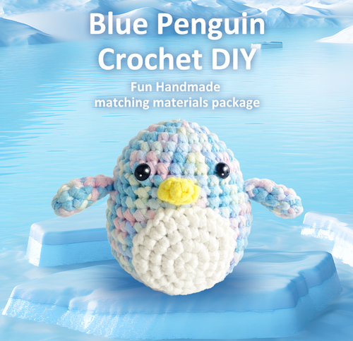 Blue Penguin Crochet DIY Material Kit Cute Amigurumi Craft Supplies For Beginners With Complete Tools And Step By Step Pattern Instructions