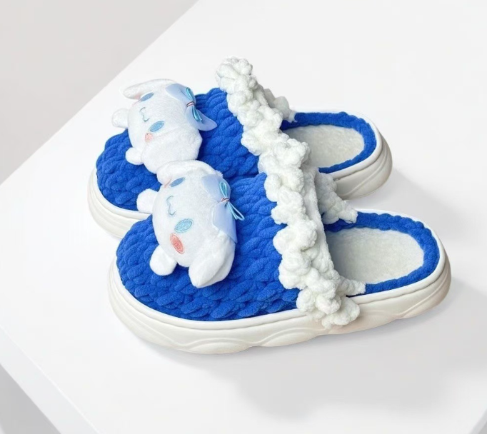 cute cartoon animal crochet diy slippers material kit with eva cloud sole