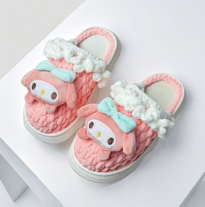 cute cartoon animal crochet diy slippers material kit with eva cloud sole