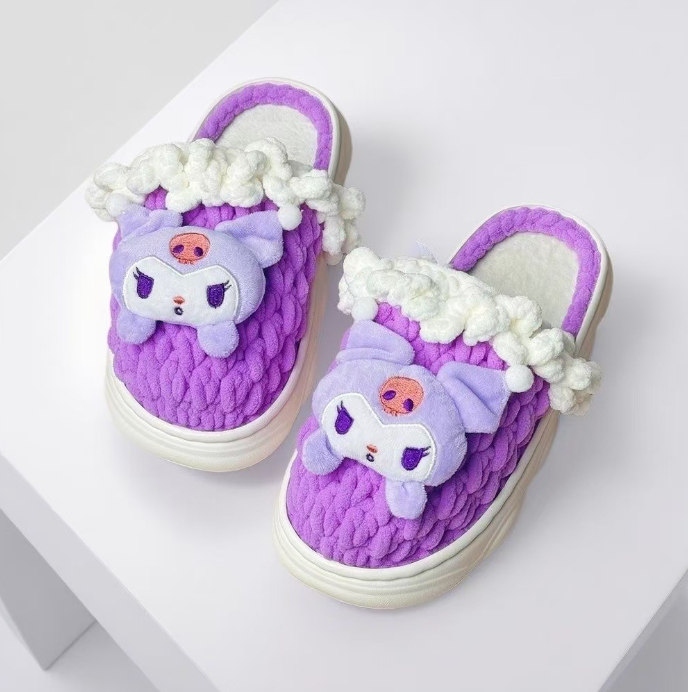 cute cartoon animal crochet diy slippers material kit with eva cloud sole