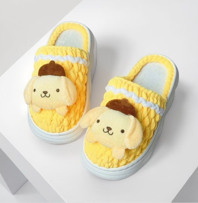 cute cartoon animal crochet diy slippers material kit with eva cloud sole
